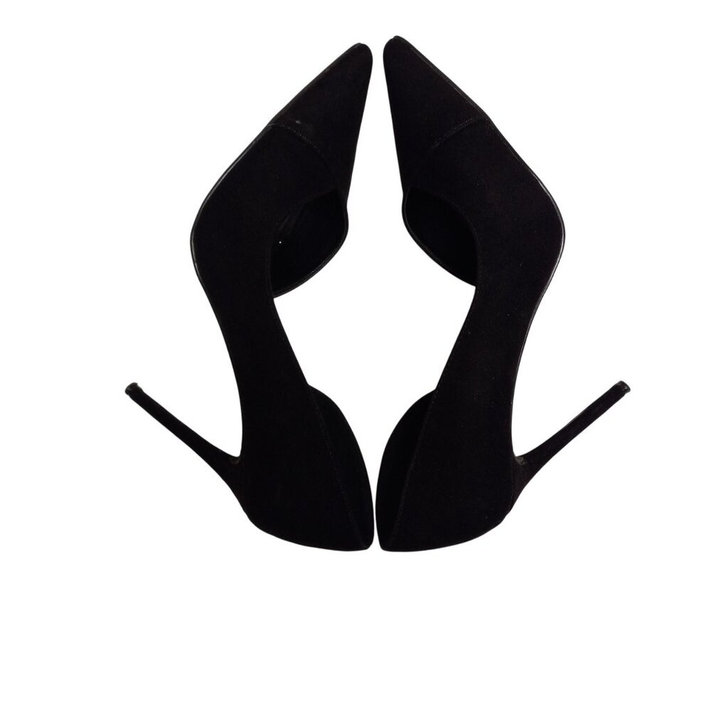 Lulus Size 8 Womens D'Orsay Black Suede Pointed Toe Stiletto Heel Pumps Shoes - Picture 3 of 8
